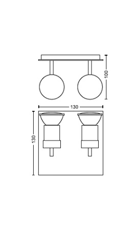Lampa Sufitowa Reflektor Natynkowa 2x GU10 Aluminium Titan Philips