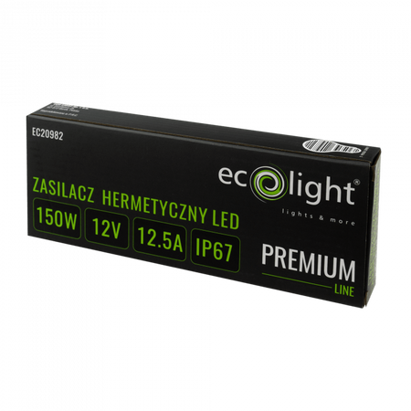 Zasilacz do Taśm LED Hermetyczny 150W 12V 12.5A IP67 PREMIUM Ecolight