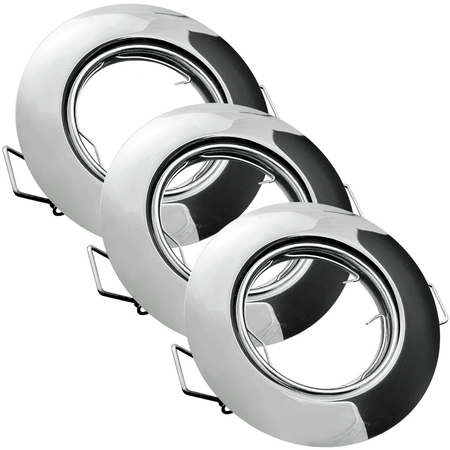 Zestaw 3x Oprawa halogenowa ruchoma GOLDLUX (Polux) okrągła chrom + żarówka LED GU10 3,5W