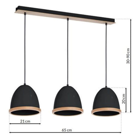 Lampa wisząca czarna MiLAGRO STUDIO BLACK 3xE27