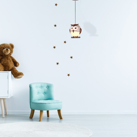 Lampa wisząca OWL 1xE14 LED Sowa Dziecięca Brązowa ML243 Milagro Tworzywo Sztuczne