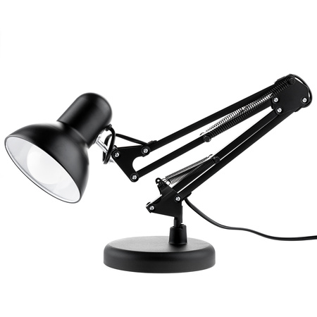 Lampka Biurkowa Kreślarska Stołowa E27 TOBI Czarna Lumiled + Uchwyt na Blat
