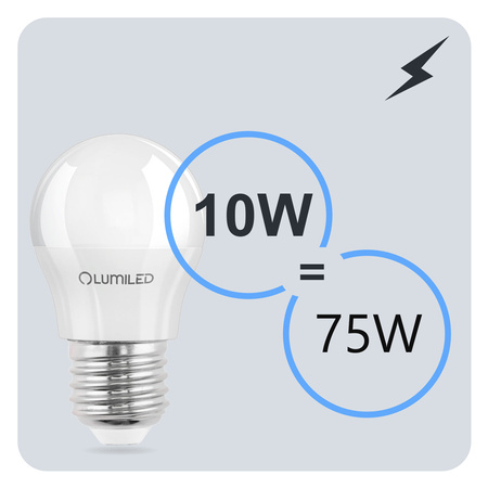 Zestaw 6x Żarówka LED P45 E27 10W = 75W 1055lm 3000K Ciepła 180° Mleczna CCD LUMILED
