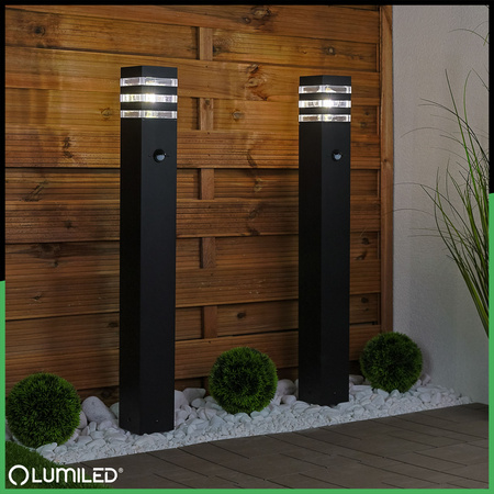 Lampa Ogrodowa Słupek Zewnętrzny Stojący E27 LED Czujnik Ruchu TAXUS 2 80cm LUMILED
