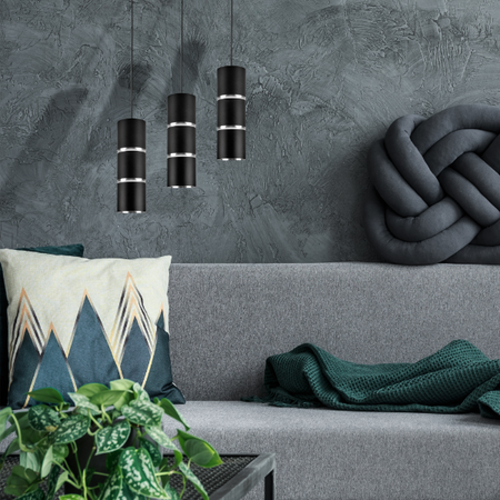 Lampa Sufitowa Wisząca Zwis GU10 CzarnaSrebrna BAMBOO Sanico Goldlux