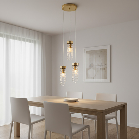 Lampa Sufitowa Wisząca Zwis 3x E27 Złota Gea Sanico Goldlux