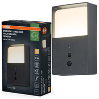 Kinkiet Ogrodowy Lampa Elewacyjna Zewnętrzna LED z Czujnikiem Ruchu i Zmierzchu 5W 350lm 3000K Ciepła Ściemnialna Szary IP54 Endura Osram