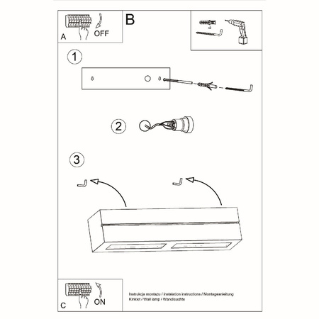Lampa Ścienna Oprawa Natynkowa Kinkiet E27 Prostokątna Biała Nowoczesna Vega Sollux