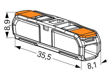Złączka Instalacyjna Szybkozłączka Przelotowa 221-2411 na Przewód 2x0,2-4mm WAGO