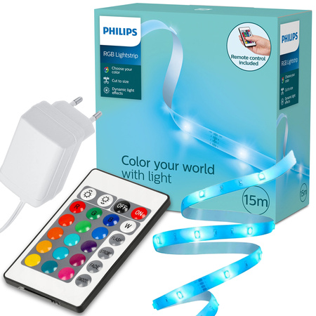 Pasek LED Taśma RGB 15m Ściemniana Wielokolorowa Pilot Philips