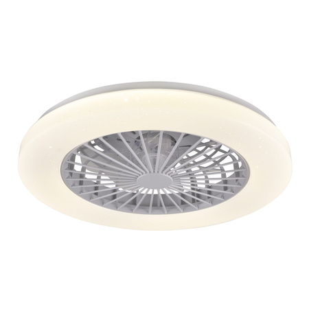 Plafon LED Oprawa Sufitowa Z Wentylatorem 48W 5300lm CCT 120° Biała Ściemnialna Libya Sanico Goldlux