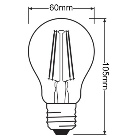 Żarówka LED E27 A60 5,8W = 60W 806lm 4000K Neutralna 300° CRI90 Filament Ściemnialna LEDVANCE Superior