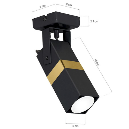 Lampa sufitowa ścienna Kinkiet 1x GU10 Spot Loft Czarny + Złoty VIDAR Milagro