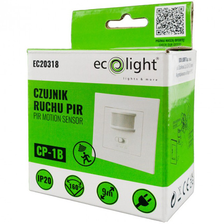 Czujnik Ruchu i Zmierzchu PIR Podtynkowy 160° 9m Wewnętrzny do Puszki Biały