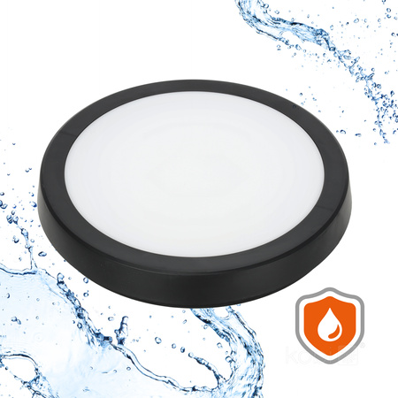 Plafon LED Łazienkowy Sufitowy Natynkowy 18W 1710lm 4000K 120° Czarny IP65 Nairos Kobi