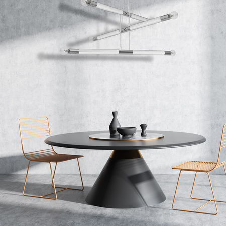 Lampa wisząca BASTONE 6xE14 Prosta Forma Minimalistyczna Biała Chrom MLP6568 Milagro Metal