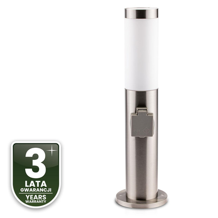 Lampa Ogrodowa Zewnętrzna E27 INOX SŁUPEK 45cm z Gniazdem 230V Lilium LUMILED