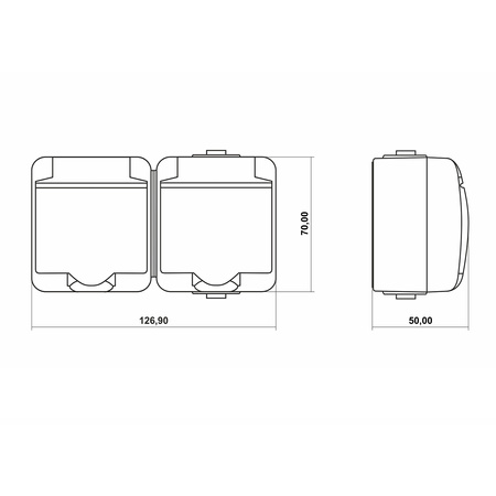 Gniazdko Podwójne Elektryczne Hermetyczne Ścienne Natynkowe z Bolcem IP54 KARLIK Popielate
