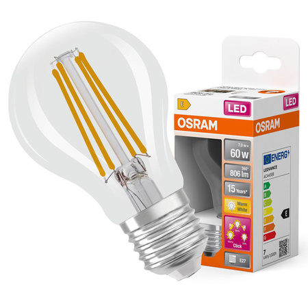 Żarówka LED A60 E27 7W = 60W 806lm 2700K Ciepła 320° Ściemnialna THREE STEP Osram