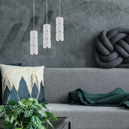 Lampa Sufitowa Wisząca Zwis GU10 Biała Srebrna BAMBOO Sanico Goldlux