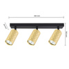 Lampa Sufitowa Spot Tuba Reflektor Oprawa Halogenowa 3x GU10 Ruchomy Czarny Złoty Glamour Masterled