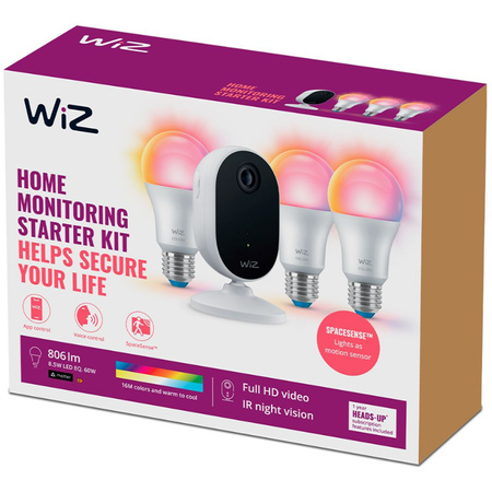 Zestaw Inteligentny Monitoring Kamera + 3x Żarówka LED RGB SMART WIFI WiZ