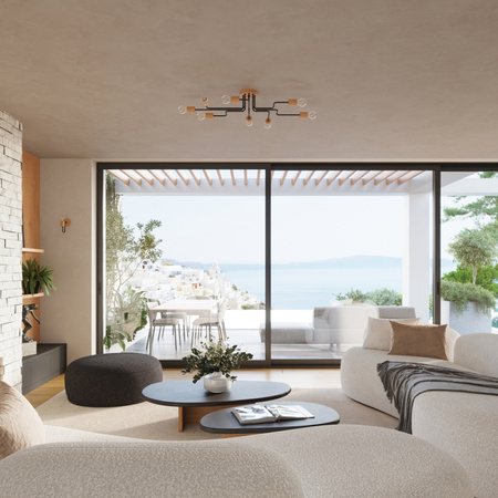 Lampa Ścienna Kinkiet 1x E27 Naturalne Drewno Czarna Timbo Peach Puff SL.1668 Sollux