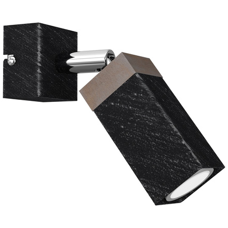 Lampa Ścienna Kinkiet SOLO SAWN Czarna Patyna Drewniana 1x mini GU10 Milagro