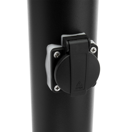 Lampa Ogrodowa Zewnętrzna E27 CZARNA SŁUPEK 65cm z Gniazdem 230V