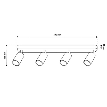 Lampa Sufitowa SPOT TUBA Reflektor Oprawa Halogenowa 4x GU10 TABULA LUMILED