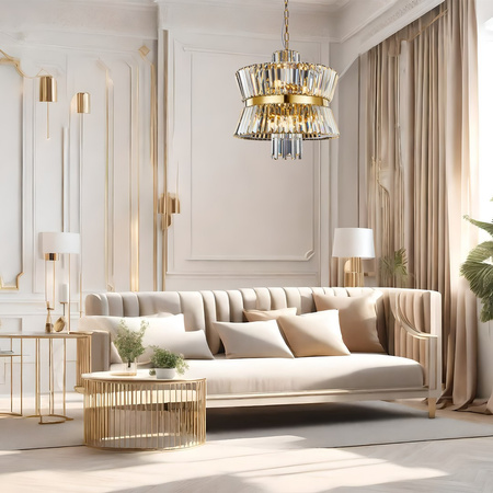 Lampa Sufitowa Żyrandol AURELIA Złota 12xE14 Milagro