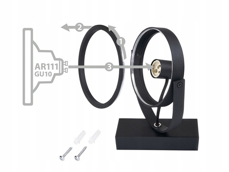 Lampa sufitowa Kinkiet LEON ES111 Ruchomy czarny