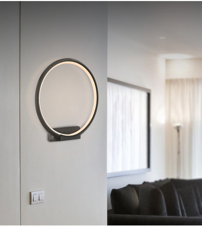 Kinkiet ORION okrąg czarny 10W LED IP20 styl nowoczesny minimalistyczny Metal i akryl Milagro