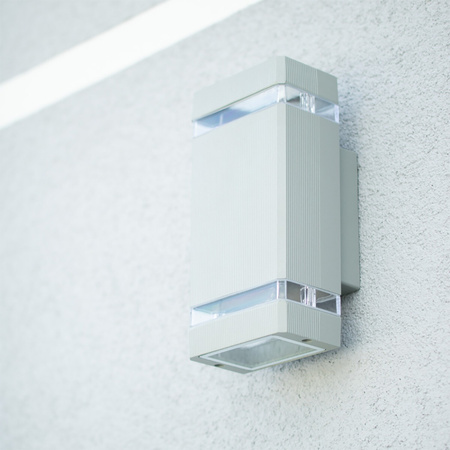 Kinkiet ogrodowy elewacyjny podwójny Masterled HANA LED 2x GU10 ALUMINIUM szary IP54
