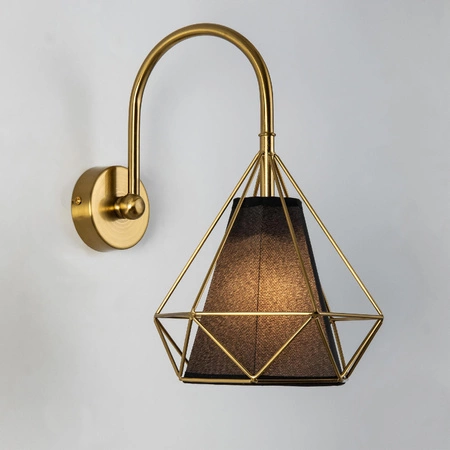 Kinkiet Ścienny Lampa HIRA 1x E27 Czarna Złota GOLDLUX (Polux)