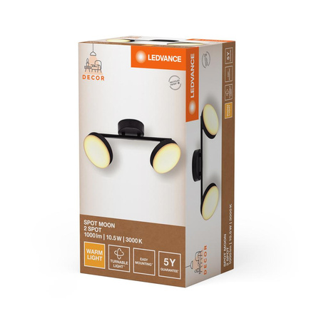 Lampa LED Ścienna Sufitowa Kinkiet Oprawa Natynkowa 10.5W 560lm CCT Dekoracyjna Czarny Spot Moon Ledvance