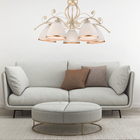 Lampa Sufitowa Wisząca RETRO 5xE27 Biała Klasyczna LM-5.51 Lamkur