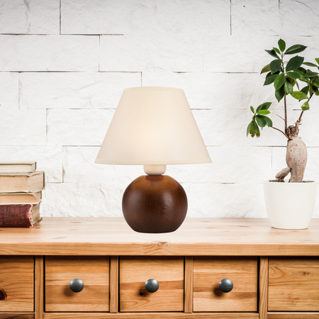 Lampa Stołowa Biurkowa Nocna BALL E27 Czarna Kremowa Abażur LN-1.D.2 Lamkur