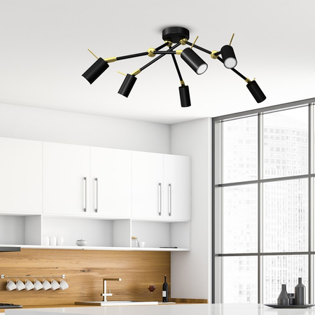 Lampa Sufitowa IRIS Czarna Złota 6x mini GU10 Milagro
