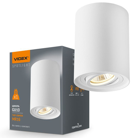 Oprawa Natynkowa HALOGENOWA SPOT Lampa Sufitowa 1x GU10 Ruchoma Biała Videx
