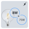 Żarówka LED E27 Kula G95 8W = 75W 880lm 4000K Neutralna 360° FILAMENT LUMILED