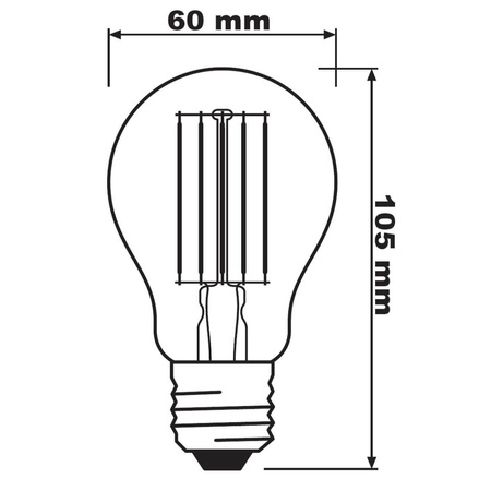 Żarówka LED E27 A60 11W = 100W 1521lm 2700K Ciepła 300° CRI90 Filament Ściemnialna LEDVANCE Superior