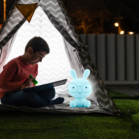Lampka Nocna Dekoracyjna KRÓLIK LED 2,5W Ciepła Niebieska Lampka dla Dzieci GOLDLUX (Polux) + Przewód USB-C