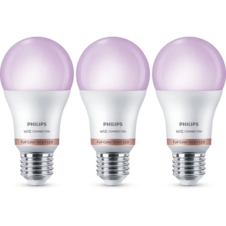 3x Żarówka LED E27 A60 8.8W = 60W 806lm 2200-6500K RGB + TW Inteligentna SMART WiFi Bluetooth Aplikacja WiZ Philips