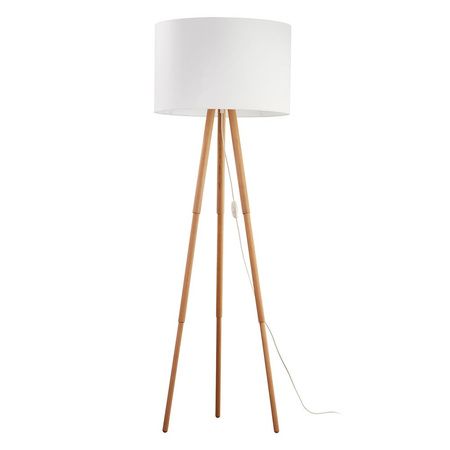 Lampa Podłogowa Stojąca TOKYO WHITE Abażur Biało-Drewniana Buk Skandynawska E27 5299 TK Lighting