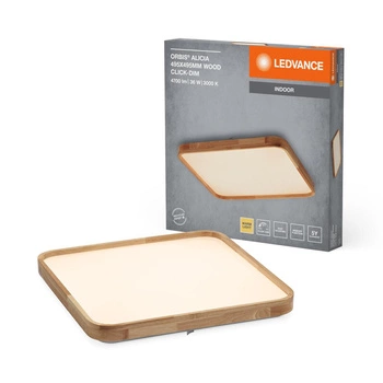 Lampa Plafon LED Sufitowa Ściemnialna Dekoracyjna 36W 3000K Kwadratowa Drewniana LEDVANCE
