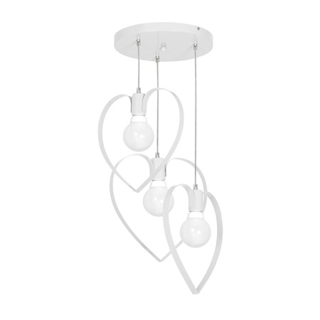 Lampa wisząca AMORE 3xE27 Serce Dziewczęca Delikatna Biała MLP9951 Milagro Metal
