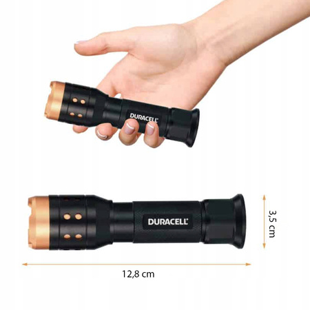 Latarka Aluminiowa LED Ręczna Taktyczna Bateryjna 3xAAA 350lm 3 Tryby DURACELL
