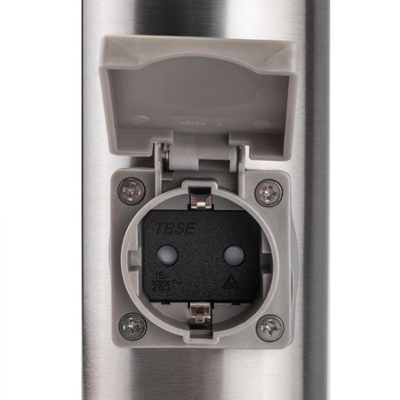 Lampa Ogrodowa Zewnętrzna E27 INOX SŁUPEK 45cm z Gniazdem 230V Lilium LUMILED