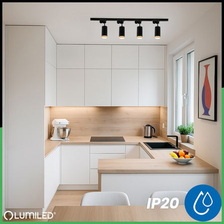 ZESTAW Szynoprzewód Listwa Szyna 1m + 4x Lampa Sufitowa Reflektor GU10 Oświetlenie Szynowe LUMILED